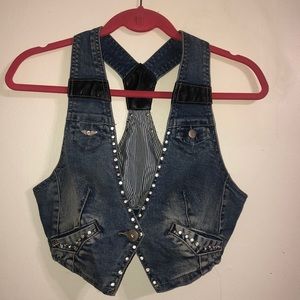 Denim overall vest